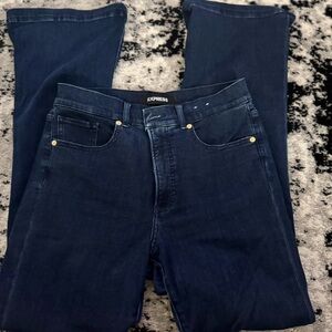 Express Women's Dark Blue Wide Leg Jeans